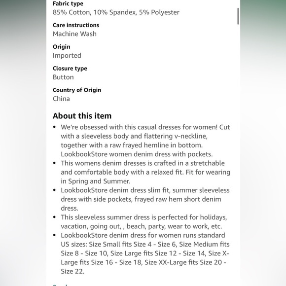 NWOT Lovely, button-down, mini pink sleeveless denim dress with pockets 2XL - Picture 5 of 6